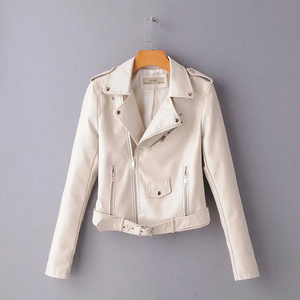 New Arrival 2022 brand Winter Autumn Motorcycle leather jackets yellow leather jacket women leather coat  slim PU jacket Leather - KAISERINC