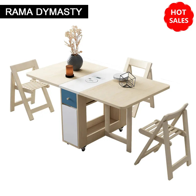 Fashion folding dining table furniture yemek masasi multifunctional rectangle dining table with 4 chairs