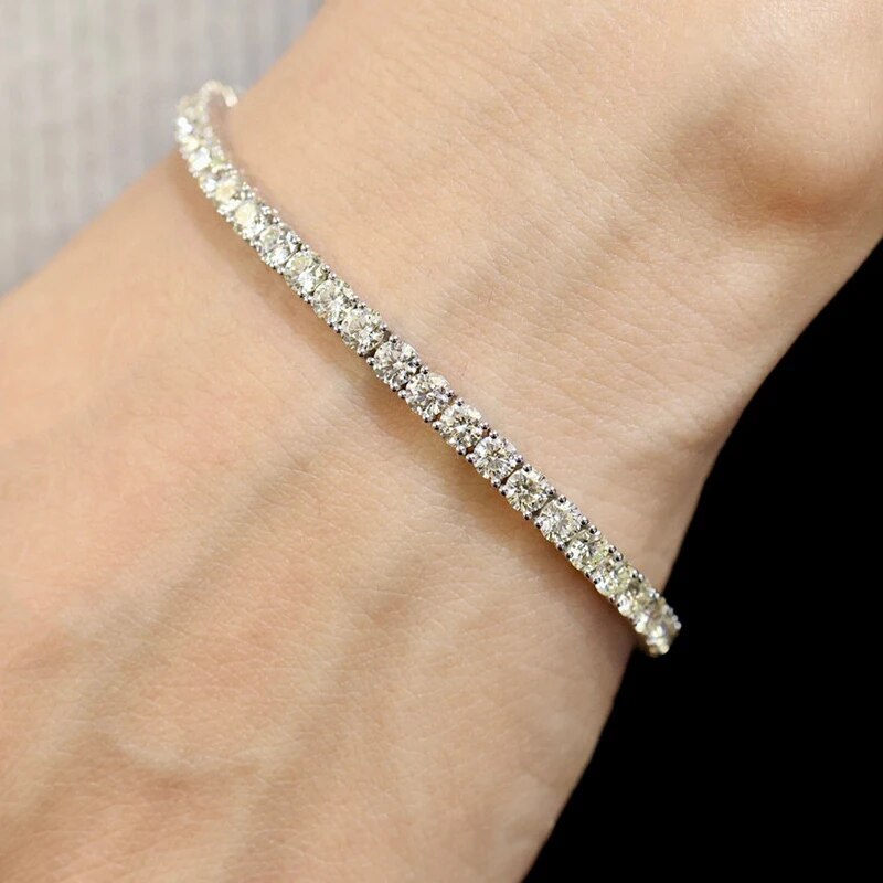 Aazuo 18K Jewelry White Gold Natural Diamonds 7.0ct Classic Tennis Bracelet For Woman Upscale Trendy Wedding Engagement Party