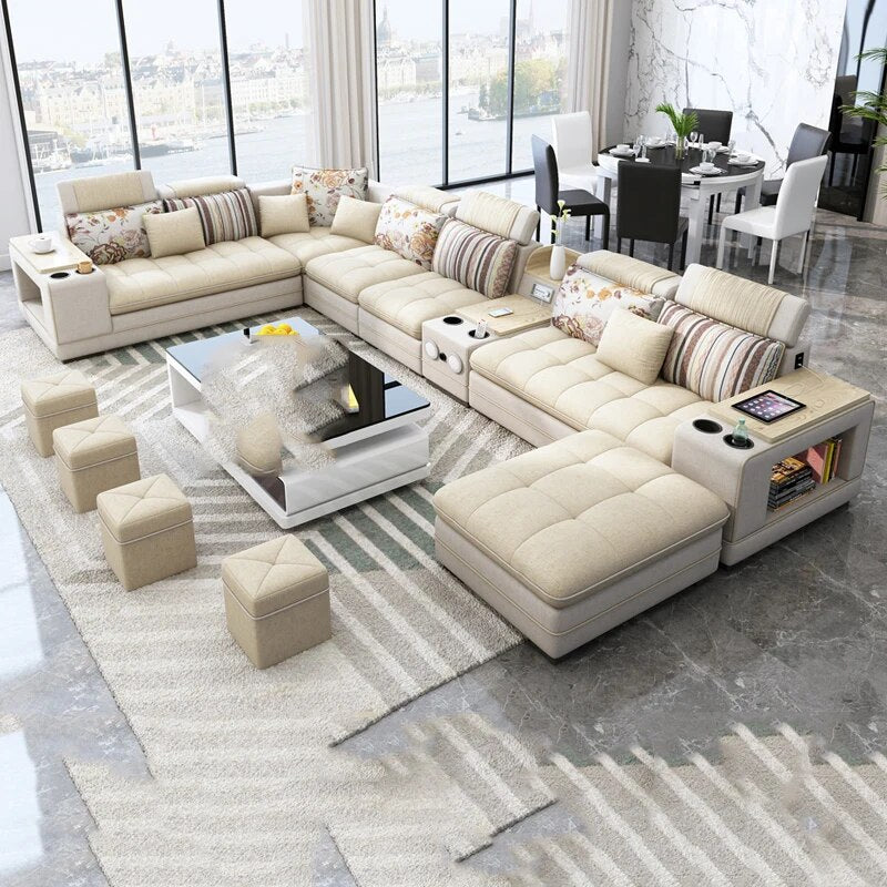 Fabric Living Room Sofa Chaiselong Creative Shape Corner Minimalist Couch Nordic Modern Wohnzimmer Sofas Bedroom Furniture WXHYH