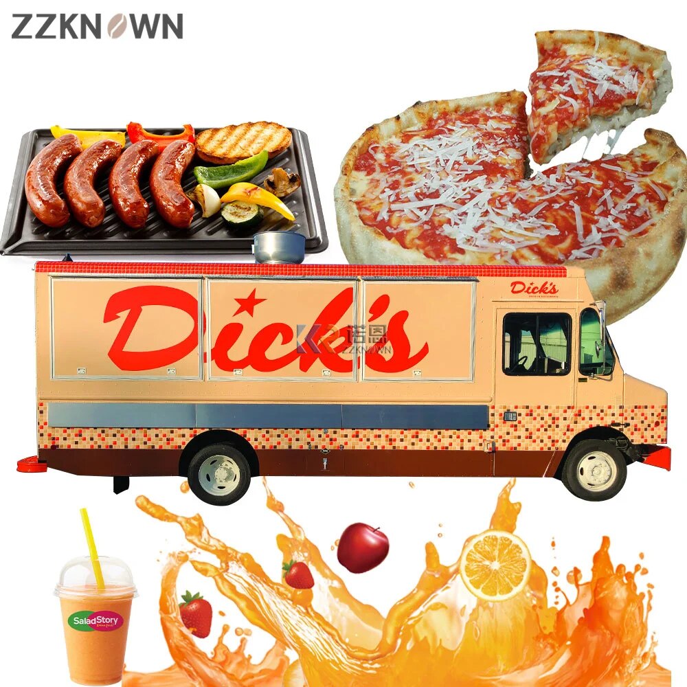 Mobile Fast Food Truck Dining Car Food Trailer For Europe Vendors Hotdog Ice Cream Food Trucks