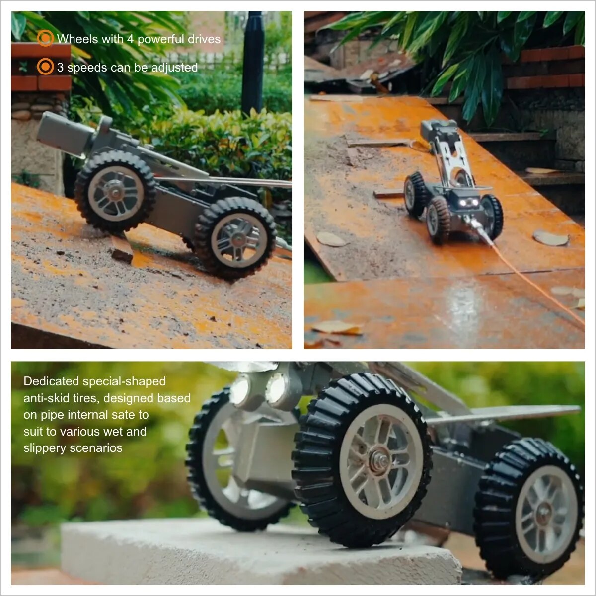 SYANSPAN Underwater CCTV 360 Rotation Endoscope Crawler Drain Sewer Municipal Pipeline Pipe Inspection Camera Pipe Robot