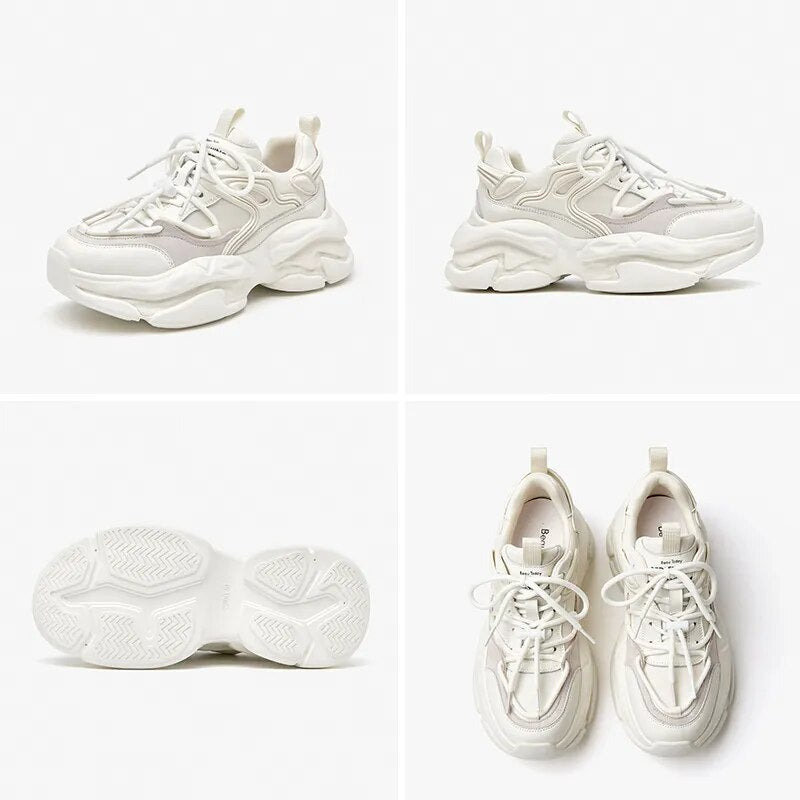 BeauToday Chunky Sneakers Women Suede Leather Lace-up Solid Fashion Breathable Ladies Shoes Thick Sole Trainers Handmade 29464