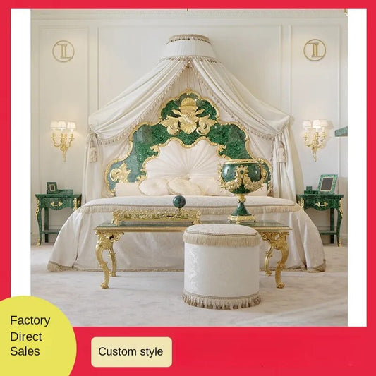 Peacock Stone Headboard Peacock Green Stone Customized High end Luxury Stone Customized Manufacturer Peacock Stone Furniture Pan