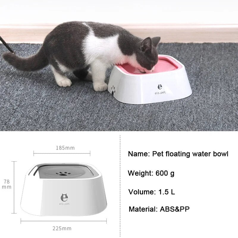 Dog Drinking Water Bowl  Floating Non-Wetting Mouth Cat Bowl Without Spill Drinking Water Dispenser ABS Plastic Dog Bowl