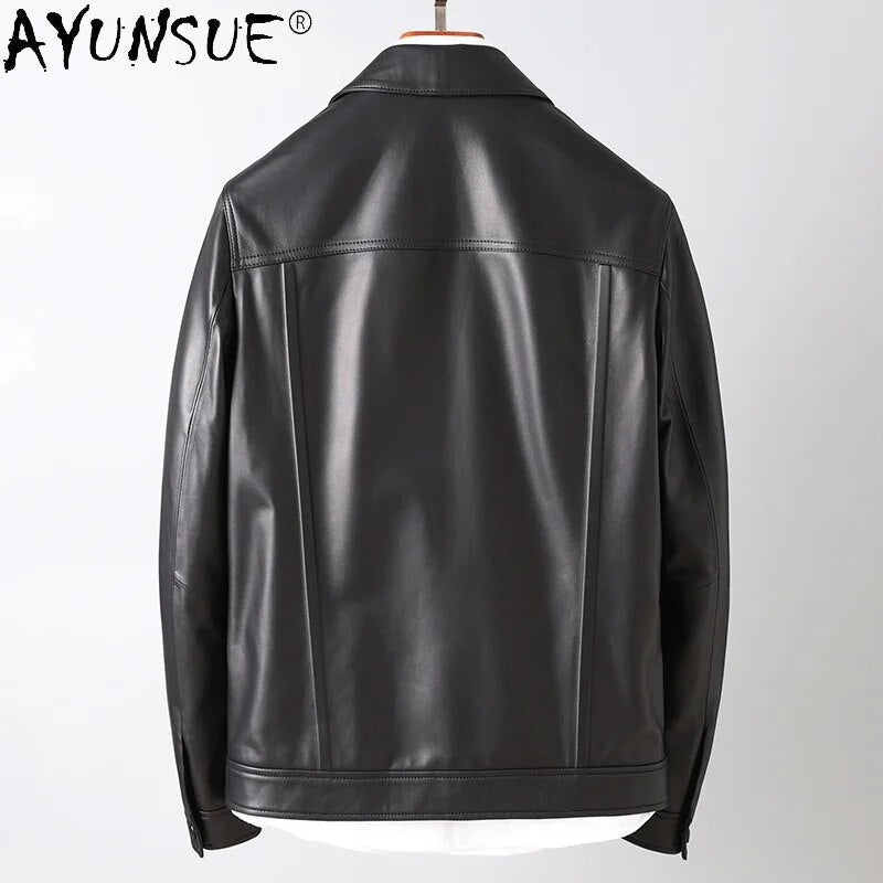 Men Clothing 2024 Men's Jacket Autumn Real Sheepskin Leather Jackets Short Clothes Korean Coat Ropa De Hombre LXR454