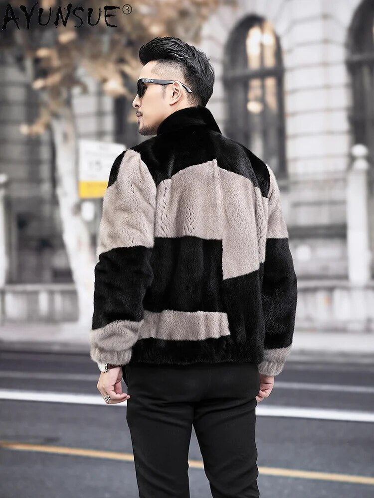 Men Jacket Thick 2024 Men's Clothing Winter Mens Jackets Velvet Real Mink Coat Short Male Clothes Ropa Hombre LXR413