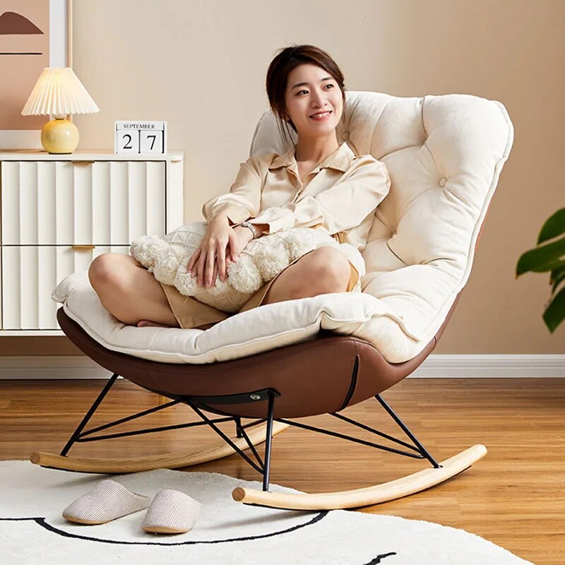 Rocking Accent Elastic Recliner Sofa Fabric Stretch Relaxing Reading Living Room Chair Nordic Comfy Chaise Lounges Furniture