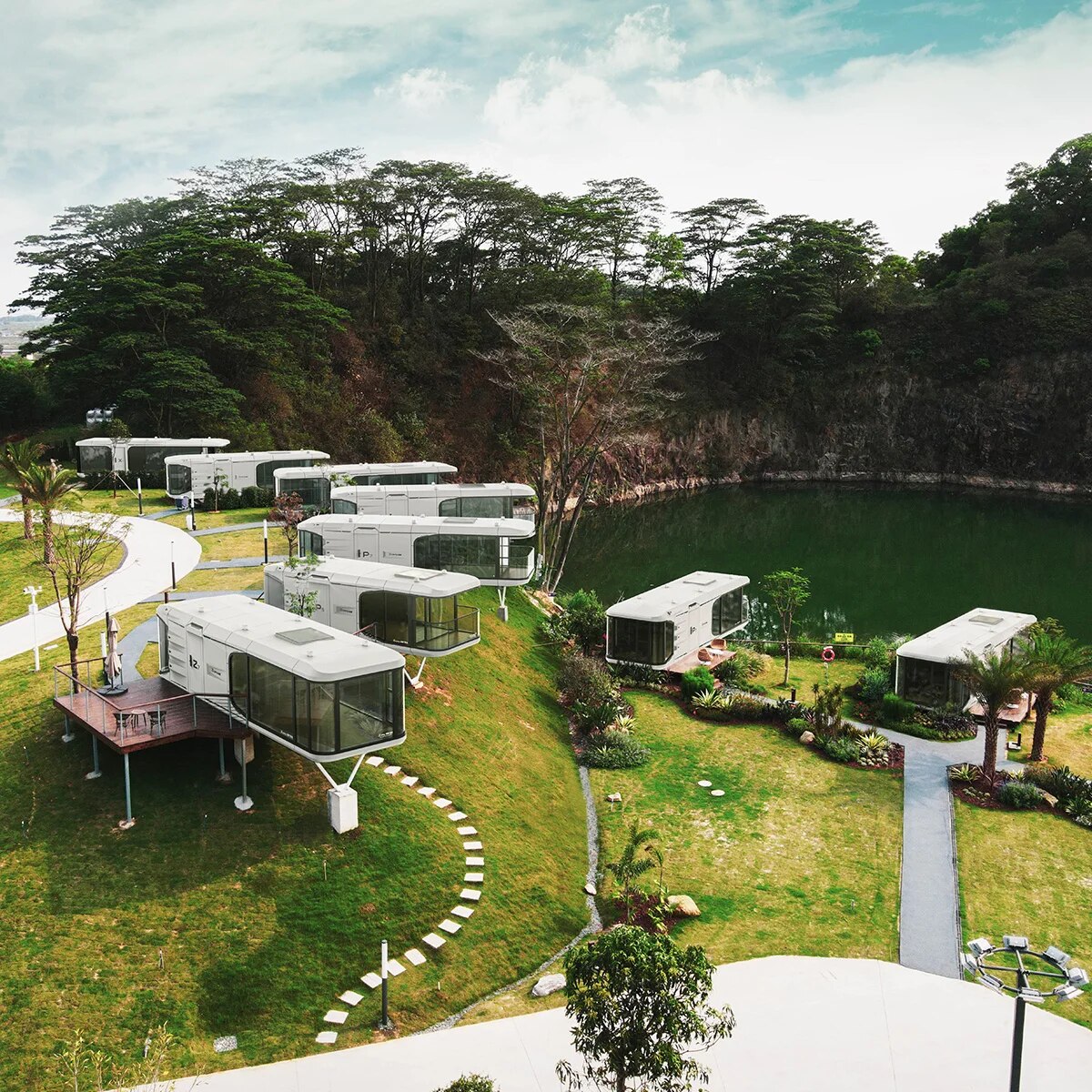 A3 Tiny House Design Outdoor Campsite Prefab House Modern Luxury container capsule prefabricated hotel cheap mobile homes