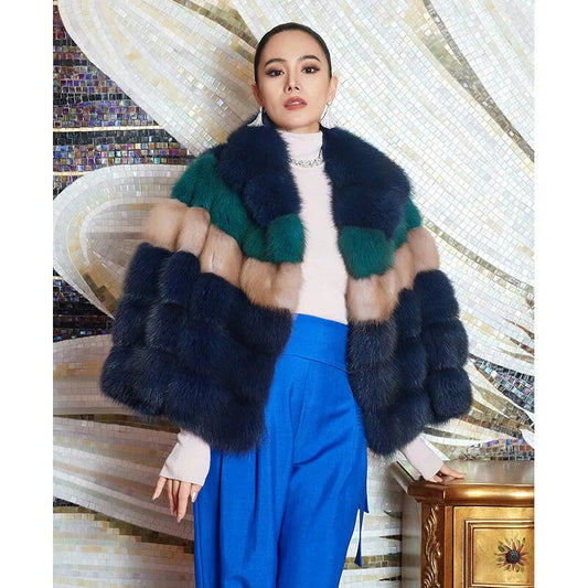 Women's Fur Coat 2223 Trend Natural Fur Short Mink Rainbow Fashion Outerwear Jackets Trench Coats New Outdoor Clothes Clothing