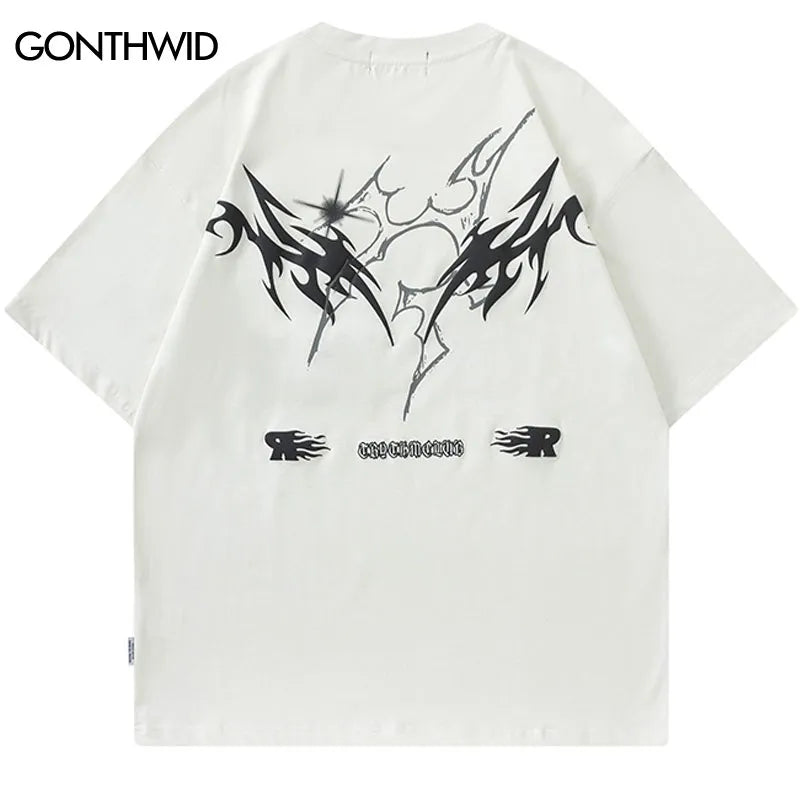 Hip Hop Oversized T Shirt Men Harajuku Letter Graphic Print Punk Gothic Tshirt 2023 Fashion Summer Cotton Loose Tee Shirts Tops