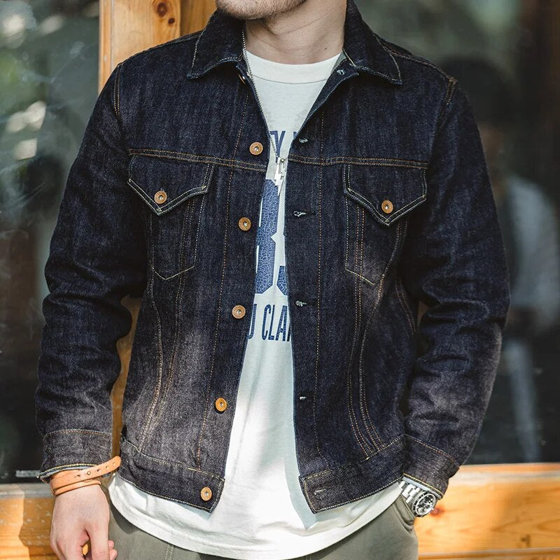 Maden Retro Blue Denim Jackets For Men Casual Crowboy Streetwear Coat Bomber Jacket Harajuku Vintage Outerwear Men's Clothing