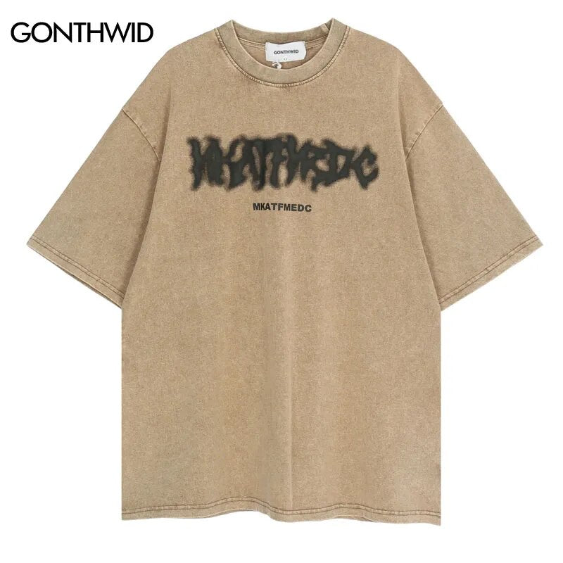 Oversized Tee Shirts Streetwear Hip Hop Letter Print Punk Rock Gothic Cotton Tshirt 2023 Men Harajuku Summer Casual T-Shirt Top