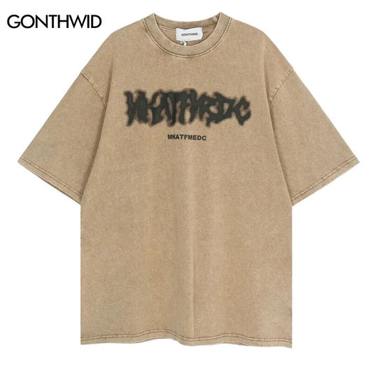 Oversized Tee Shirts Streetwear Hip Hop Letter Print Punk Rock Gothic Cotton Tshirt 2023 Men Harajuku Summer Casual T-Shirt Top
