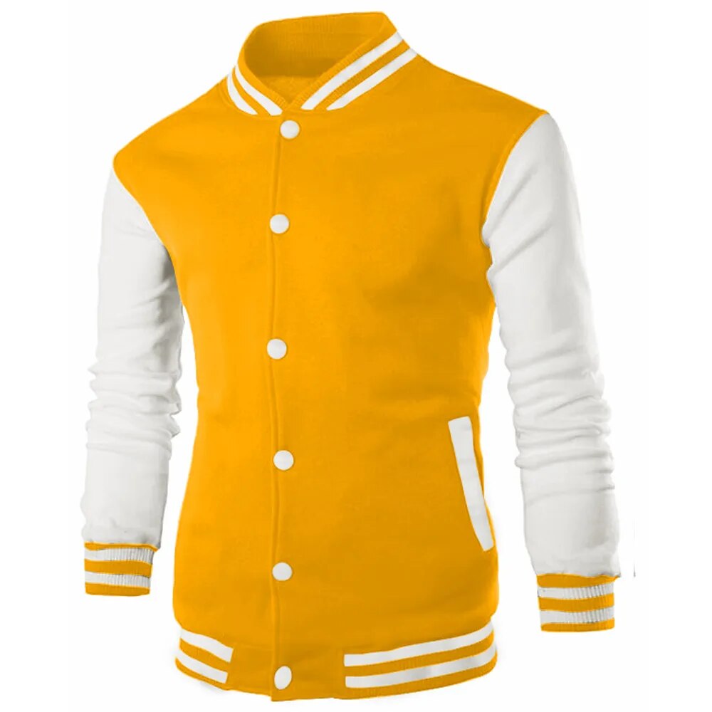 Spring Autumn Men's Pilot Bomber Couple Baseball Jacket University Varsity Solid Color Casual Korean Clothes - KAISERINC