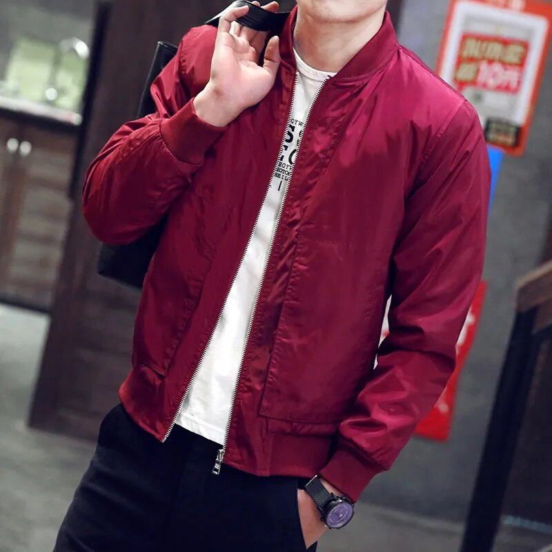 New Arrival Spring Men's Jackets Solid Fashion Coats Male Casual Slim Stand Collar Bomber Jacket Men Outerdoor Overcoat  M-XXXXL - KAISERINC