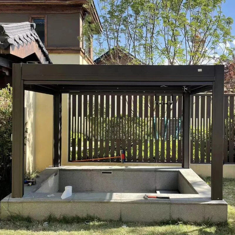 Hot sell motorized electric aluminum sun shading aluminum louver roof Motorized openning roof system aluminum sun louver roof