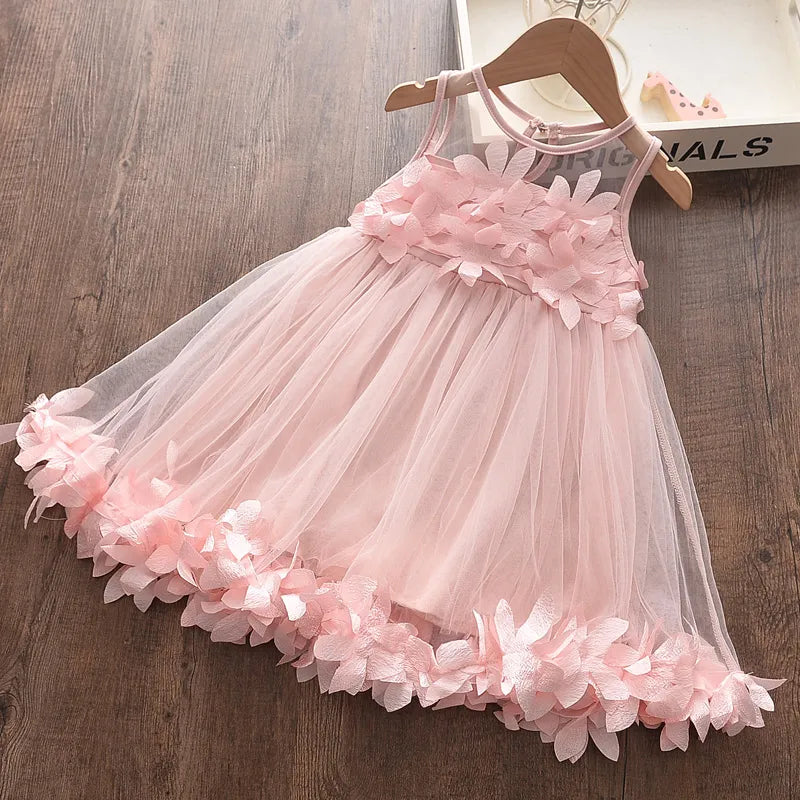 Melario Girls Dresses New Sweet Princess Dress Baby Kids Girls Clothing Wedding Party Dresses Children Clothing Pink Applique - KAISERINC