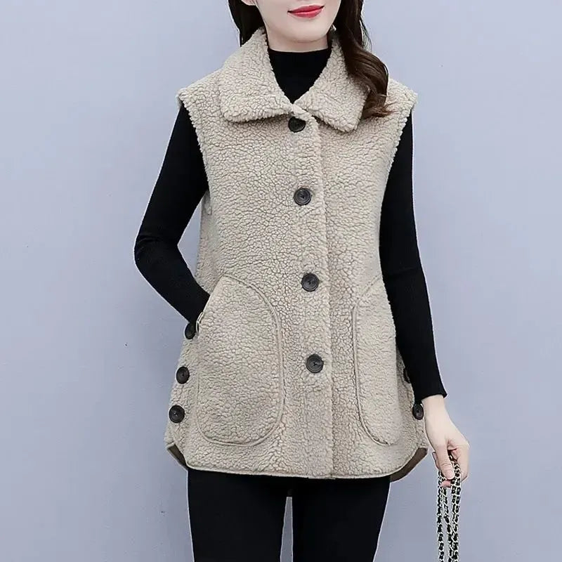 2023 New Autumn Winter Vest Jackets Women's Fashion Waistcoat Ladies Thickened Outwear Warm Sleeveless Coat Tops Female Overcoat - KAISERINC