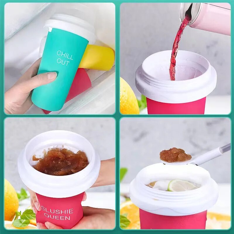 Frozen Squeeze Slushy Cup Quick-frozen Smoothies Sand Cup Ice Cream Pussy Hail Bucket Bottle Manual Shake Slushy Maker Mug