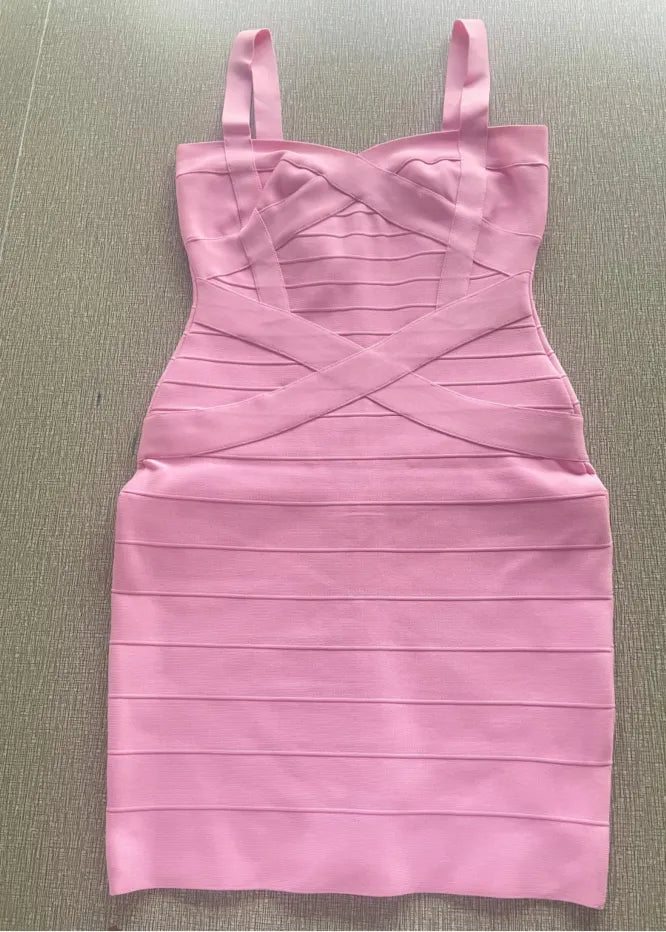 Women'S Sexy Bandage Dresses Christmas Autumn Sleeveless Spaghetti Belt Stretching Fitness Club Party Dress Mini Bodyconvestodos - KAISERINC