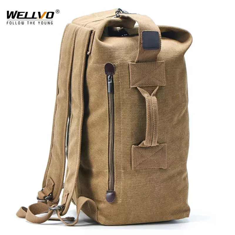 Large Man Travel Bag Mountaineering Backpack Male Luggage Canvas Bucket Shoulder Army Bags For Boys Men Backpacks mochilas XA88C