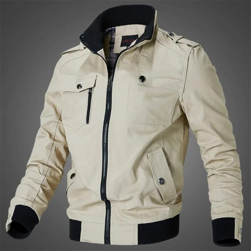 Men jacket Casual  cotton washed coats Army Military Outdoors Stand collar Outerwear jaqueta masculina Coat parka mens Jackets - KAISERINC