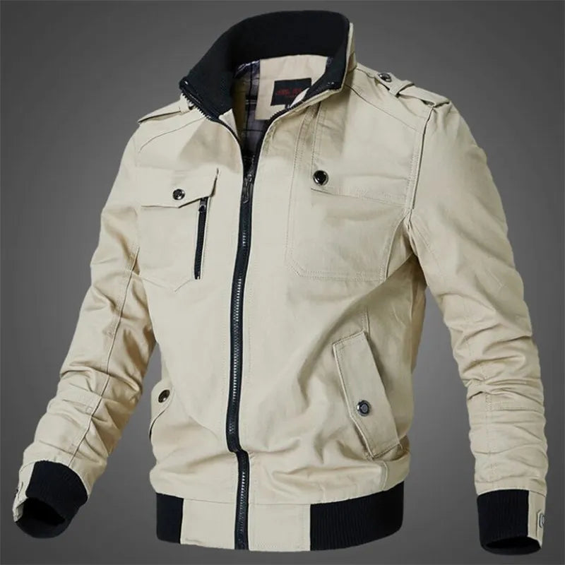 Men jacket Casual  cotton washed coats Army Military Outdoors Stand collar Outerwear jaqueta masculina Coat parka mens Jackets - KAISERINC