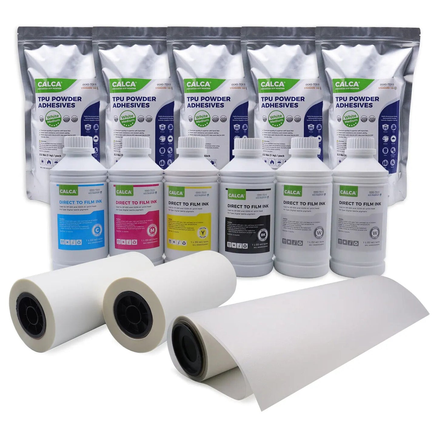 US Stock CALCA 24inch DTF Printing System with 4pcs I3200-A1 Printheads DTF Printer Automatic Recycling Powder Shaker and Dryer