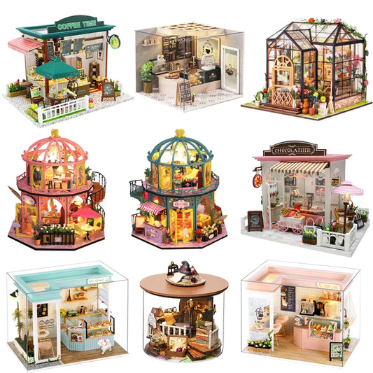 DIY Doll House Miniature Dollhouse With Furnitures Wooden House Miniaturas Toys For Children New Year Christmas Gift C&M