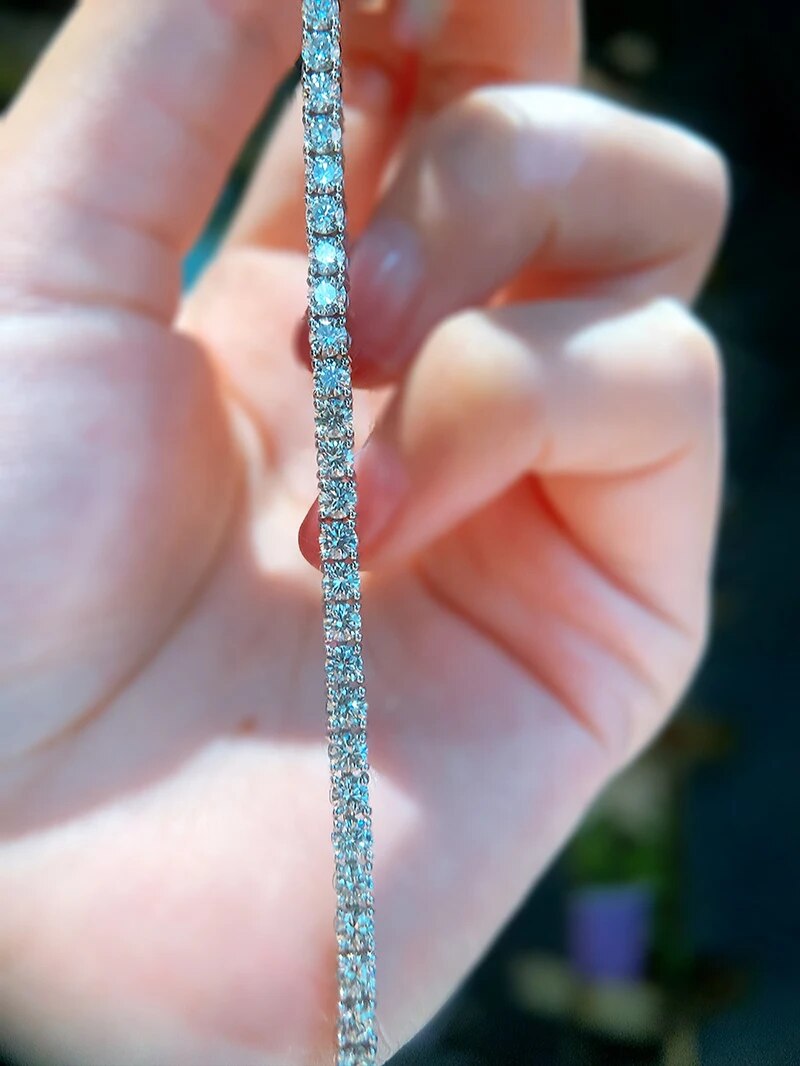LUOWEND 18K White Gold Bracelet Real Natural 5.30carat Diamond Bracelet for Women Wedding Luxury Tennis Deign Fine Jewelry
