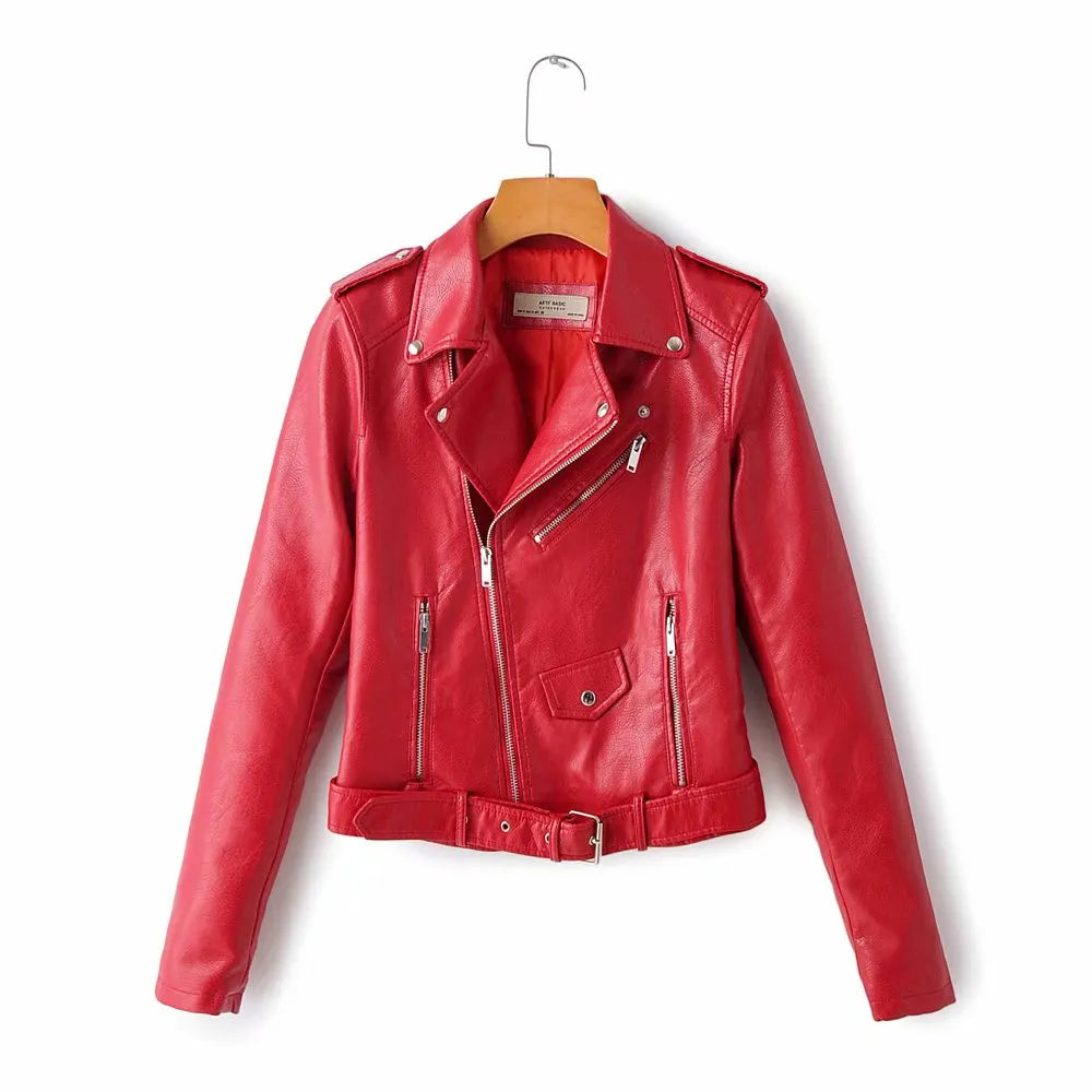 New Arrival 2022 brand Winter Autumn Motorcycle leather jackets yellow leather jacket women leather coat  slim PU jacket Leather - KAISERINC