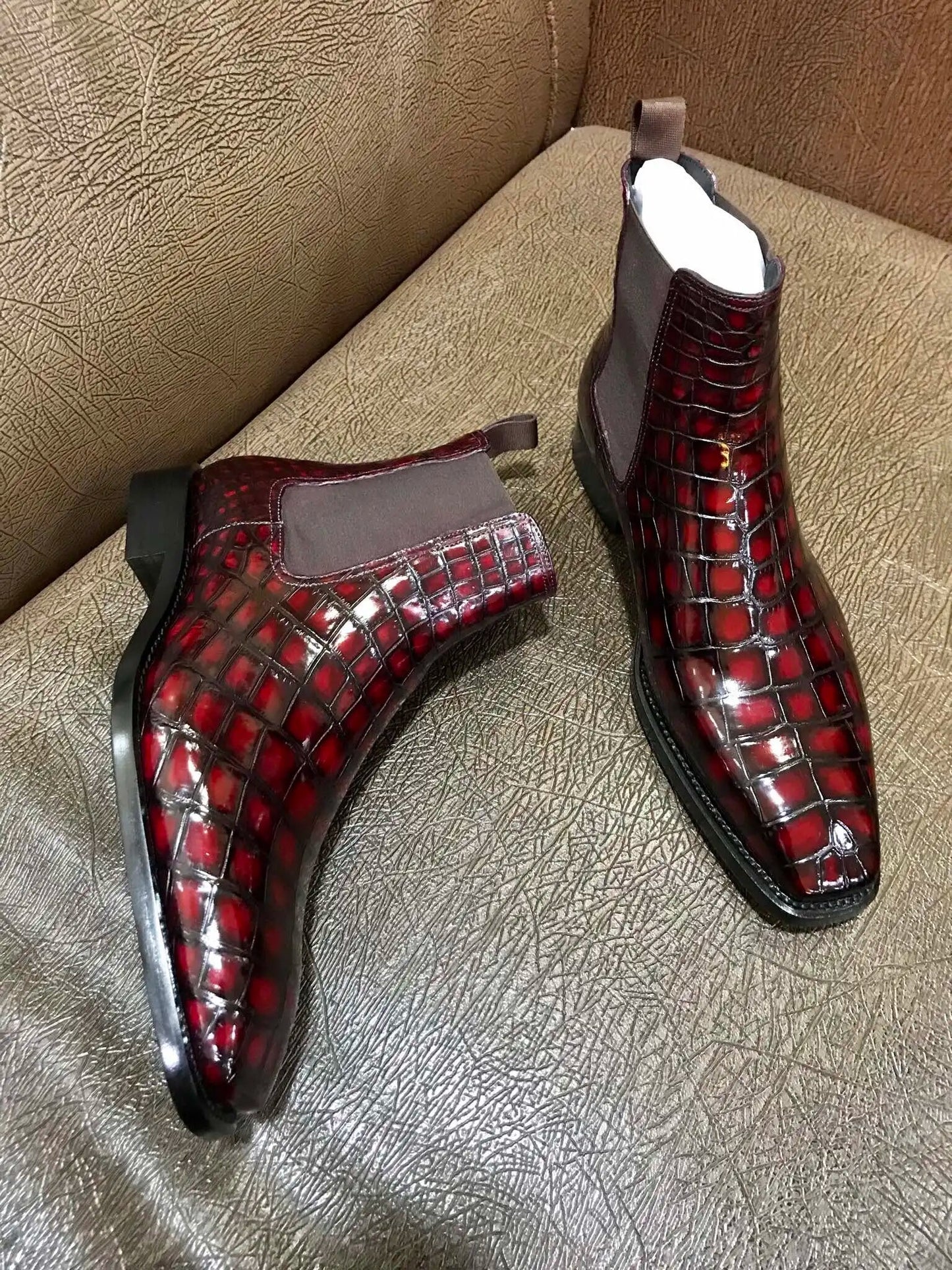 Luxury Brand Men's Crocodile Boots Crocodile Leather Boots for Male Fashion Leisure Men Shoes,Customized Colour