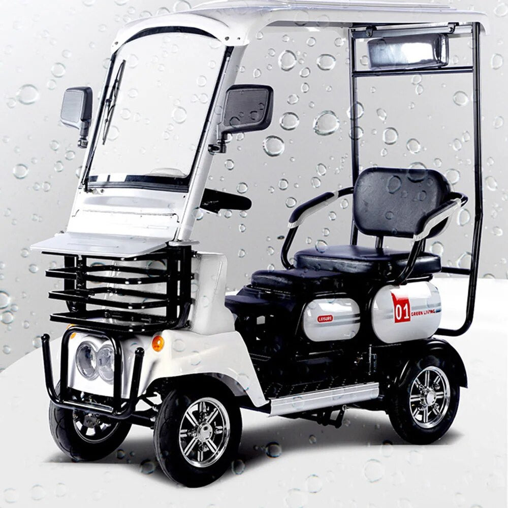 Four Wheeled Electric Car 48V/60V Center Differential Motor Spring Damping Drum Brake Led Dual Light Illumination