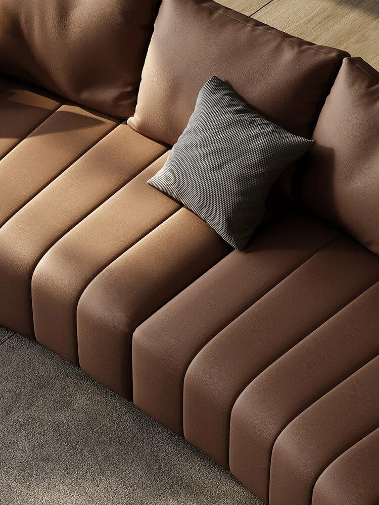 Sofa living room modern luxury 2021 new villa high-end luxury four-person arc Italian minimalist leather sofa