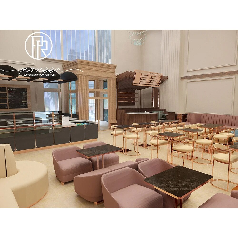 Commercial Mall Coffee Kiosk Retail Cafe Bar Counter Coffee Shop Furniture with 3D Design