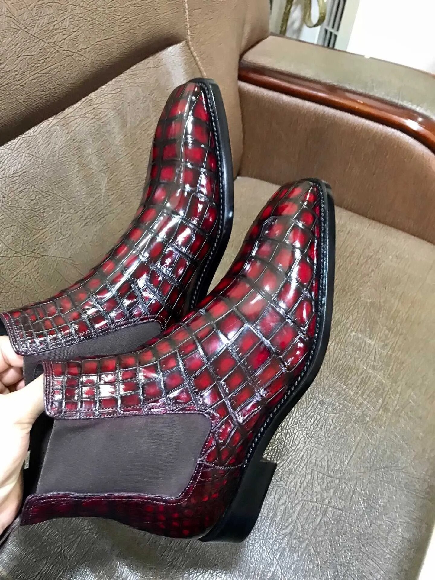 Luxury Brand Men's Crocodile Boots Crocodile Leather Boots for Male Fashion Leisure Men Shoes,Customized Colour