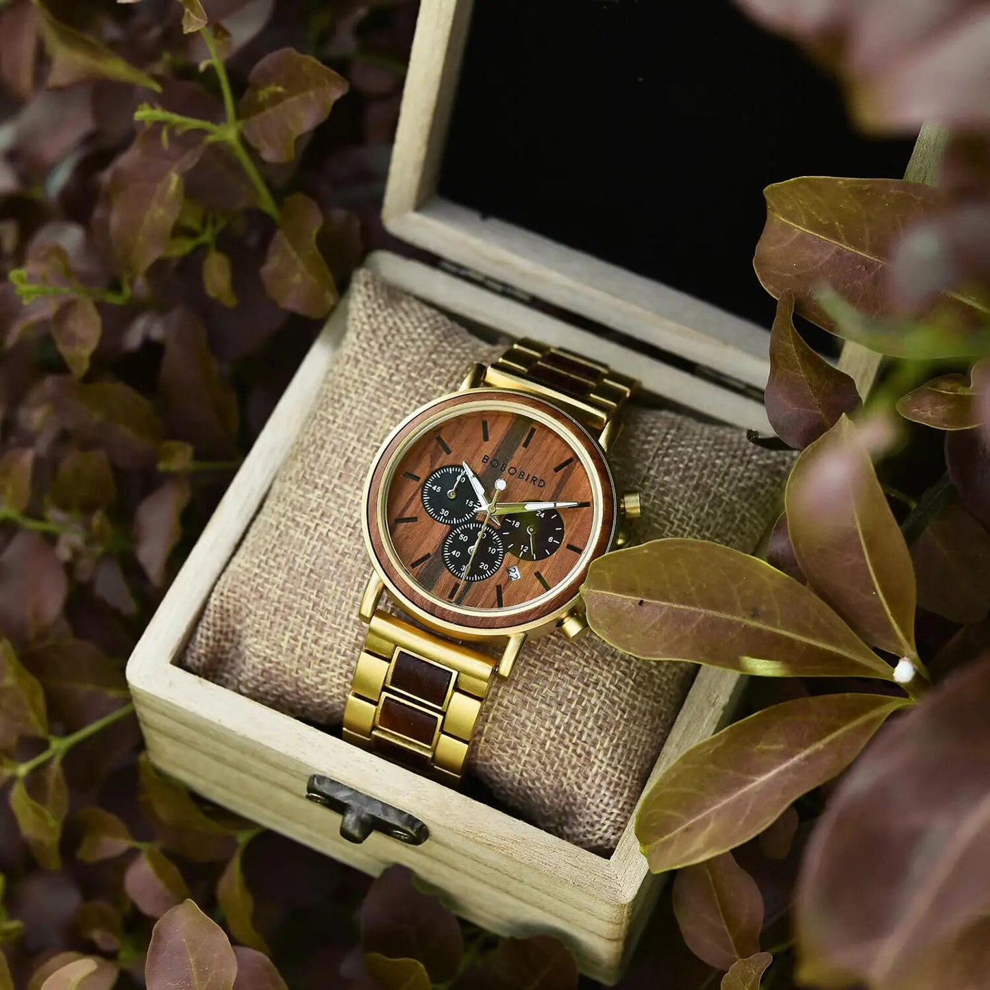 BOBO BIRD Wooden Men Watch Relogio Masculino Top Brand Luxury Chronograph Date Display Stop Watches erkek kol saati Great Gifts