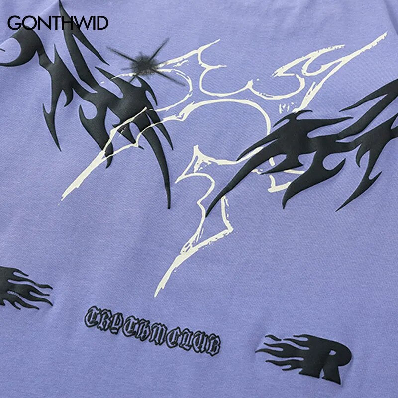 Hip Hop Oversized T Shirt Men Harajuku Letter Graphic Print Punk Gothic Tshirt 2023 Fashion Summer Cotton Loose Tee Shirts Tops
