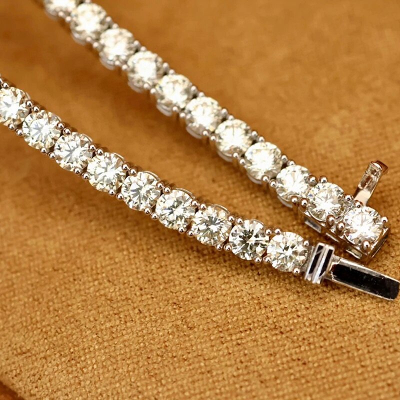 Aazuo 18K Jewelry White Gold Natural Diamonds 7.0ct Classic Tennis Bracelet For Woman Upscale Trendy Wedding Engagement Party