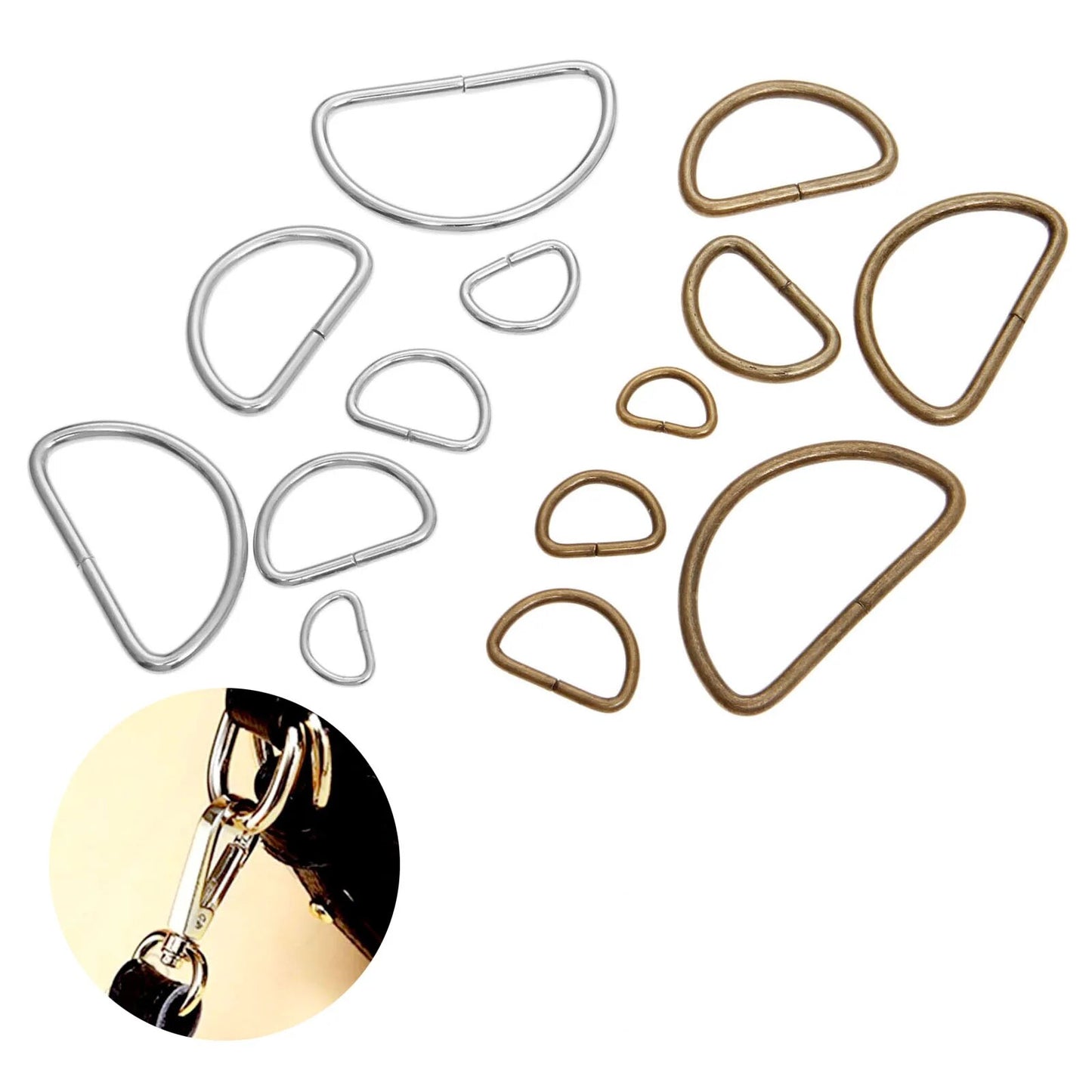 20pcs/lot Metal D Ring Buckle Hand Bag Purse Strap Belt Dog Collar Chain Clasp DIY Needlework Heavy Duty Strong Thickness