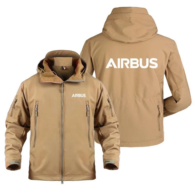 2022 New Autumn Winter Fleece Warm Multiple Pockets Airbus Zipper Hooded Man Coat Jacket Military Outdoor SoftShell Men Jackets - KAISERINC