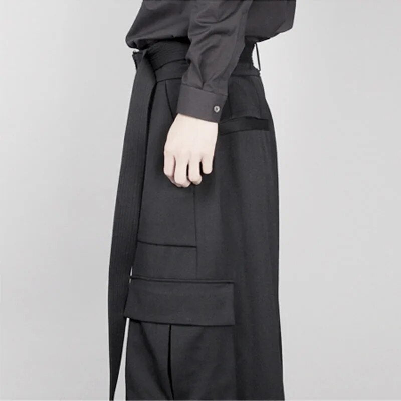 High-waisted trousers, super long A-shaped flared pants, wide-leg pants, original designer brand new men's clothing