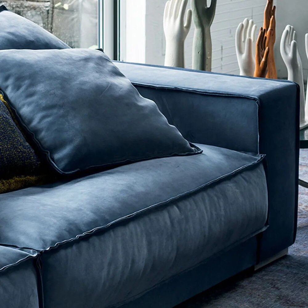 Living Room Cephalic Layer Sofa Cowhide Sponge Filling Timber Framing Soft Backrest With Armrest Pillow Furniture Household
