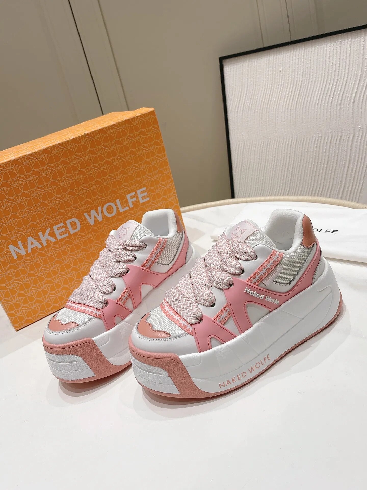 Fashion Naked Shoes Wolfe Slide Platform Sneakers Black