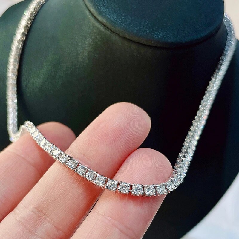Aazuo Fine jewerly 18K Gold Real Diamonds 8.85ct F VS Luxury Classic Tennis Necklace Gife For Woman Senior Party Charm Jewelry