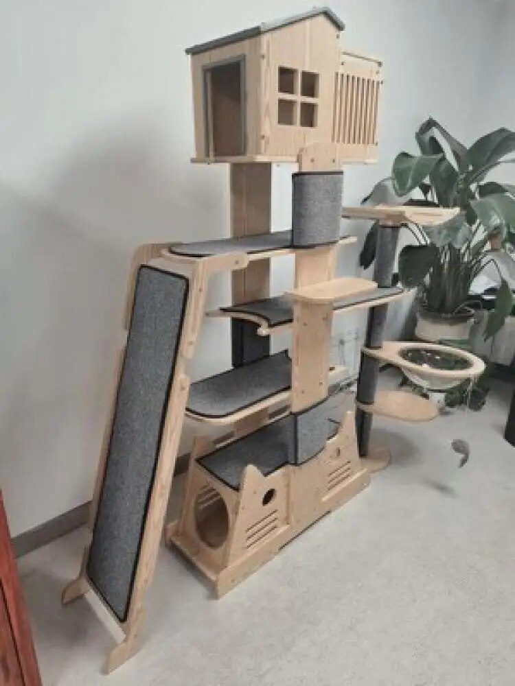 Solid Wood Large Cat Climbing Frame Cat Scratching Board Space Capsule Cat Tree Cat Jumping Platform Cat Crawling Furniture