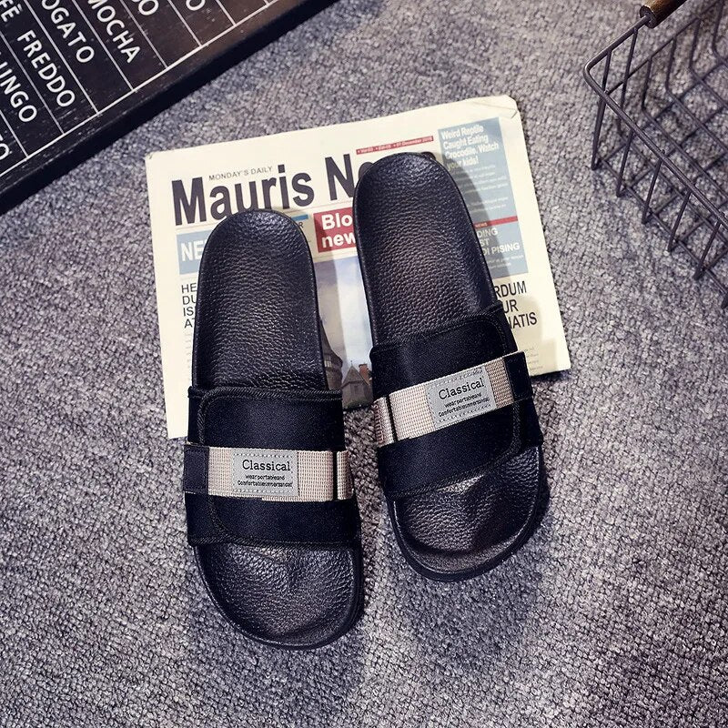 Q134 Internet celebrity slippers men's summer outdoor all-match youth soft bottom personality outer wear ins trend Korean casual