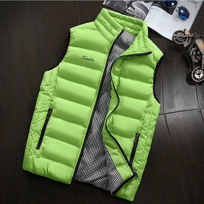 Autumn Winter Golf Jacket Vest for Men Down Cotton Windproof Warm Golf Wear Hooded Waistcoat Men's Fashion Loose Jacket Coats - KAISERINC