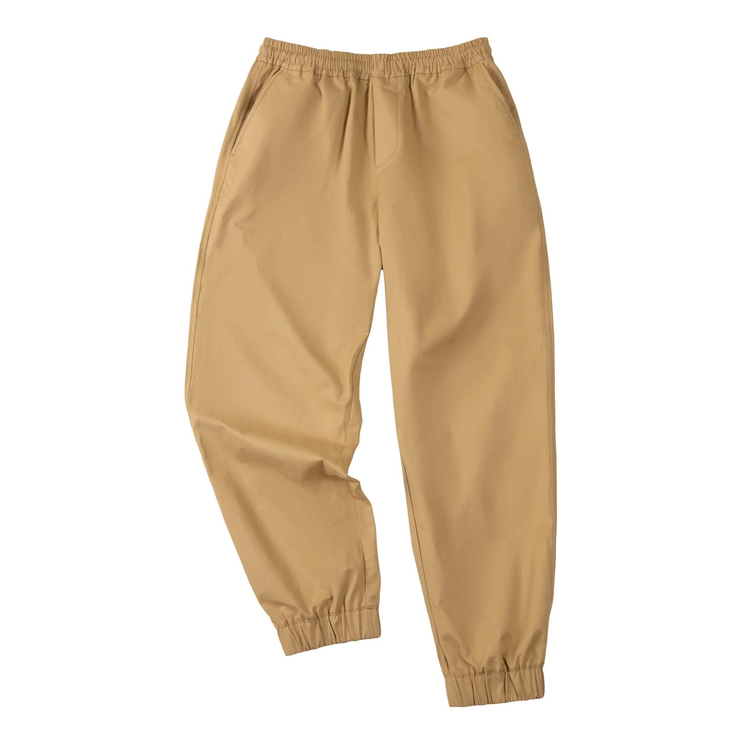 Maden Casual 100% Cotton Stretch Twill Tapered Pants Khaki Elastic Waist Joggers Cuffed Classic Outdoor Workout Trousers